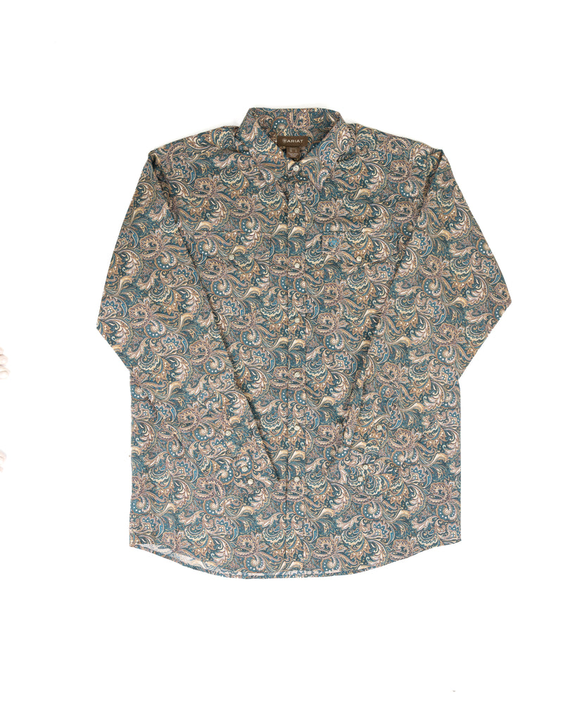 Ariat Men's Blue Multi Paisley Print Cedric Classic Fit Snap Shirt 10079534