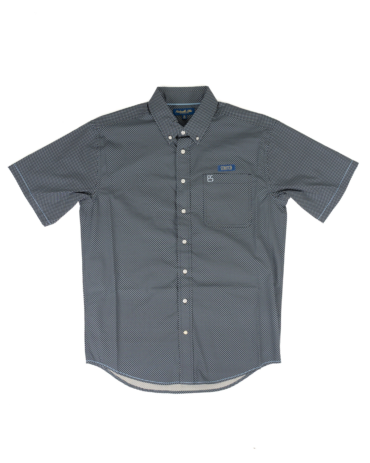 Panhandle Men's Short Sleeve Blue Geo Printed Button Down Shirt RMB3S09535