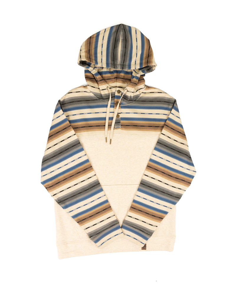 Rock and Roll Men's Serape Striped and Natural Pullover Hoodie BM94T09629