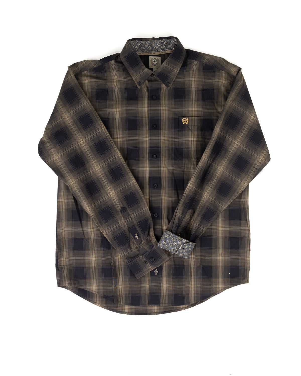 Cinch Men's Navy Plaid Long Sleeve Classic Fit Shirt MTW1106148