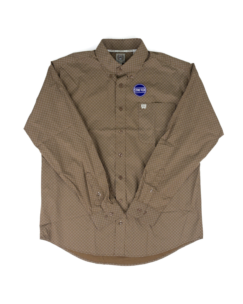 Cinch Men's Brown Geometric Printed Long Sleeve Button Down Shirt MTW1106143