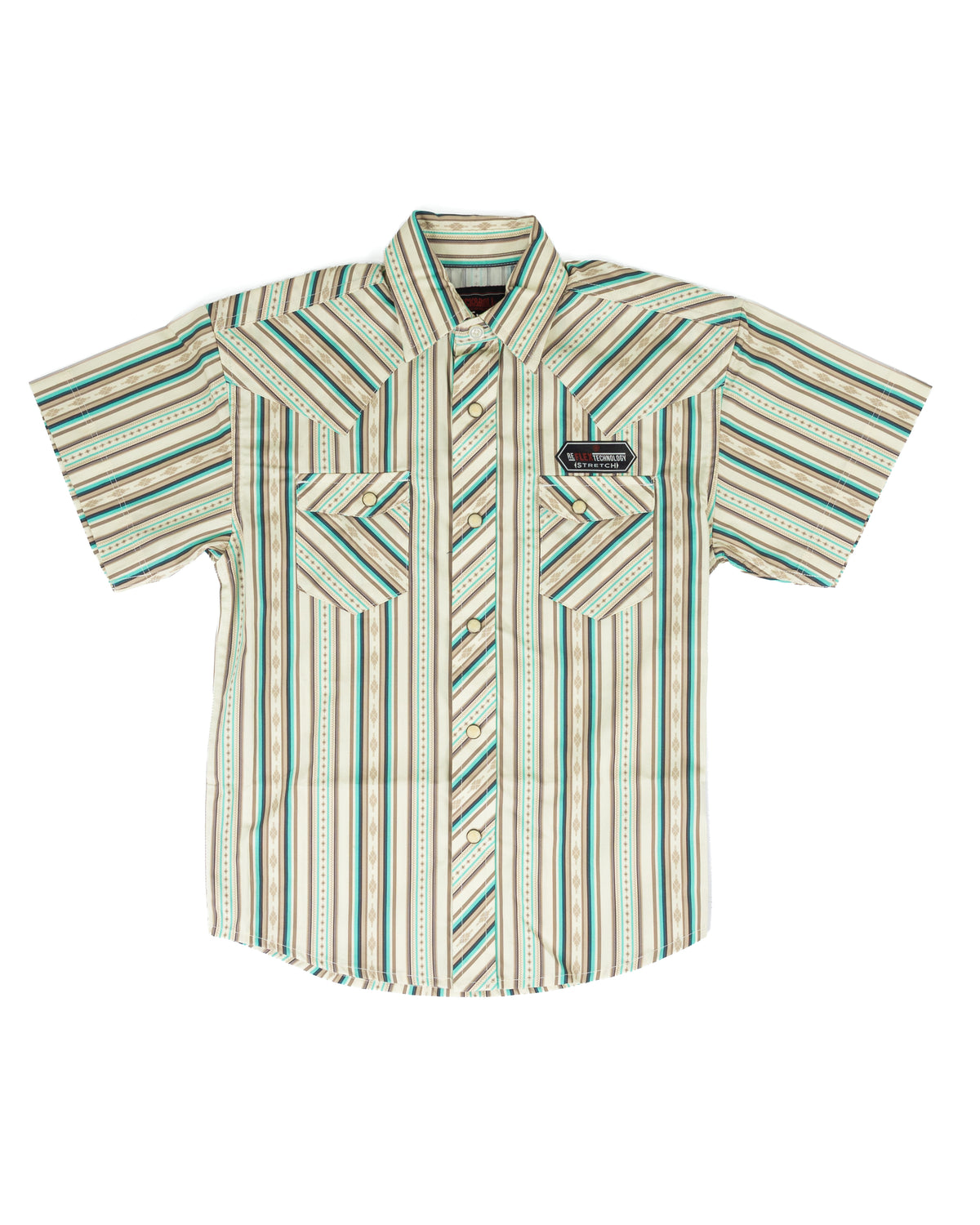 Rock and Roll Boy's Short Sleeve Striped Snap Shirt BBN3S09429