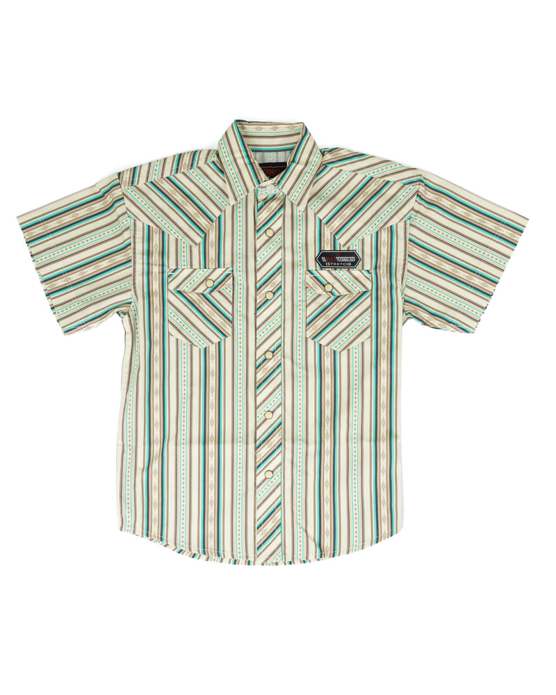Rock and Roll Boy's Short Sleeve Striped Snap Shirt BBN3S09429