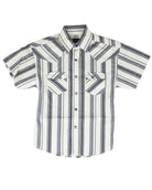 Rock and Roll Boy's Gray Striped Short Sleeve Snap Shirt BBN3S09650