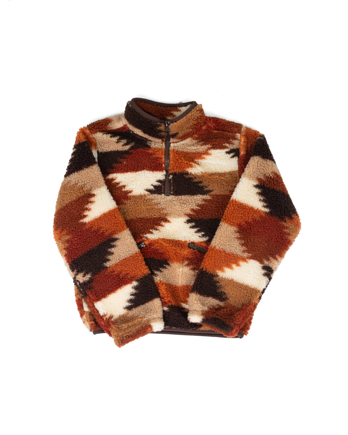 Rock and Roll Girl's Brown Patch Hexagon 1/4 Zip Sherpa BG91C09371