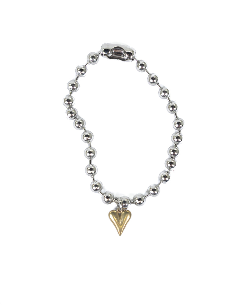 Women's 8" Long Stainless Steel Heart Charm Bracelet