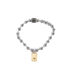 Women's 8" Long Brass Mini Dog Tag Heart Bracelet