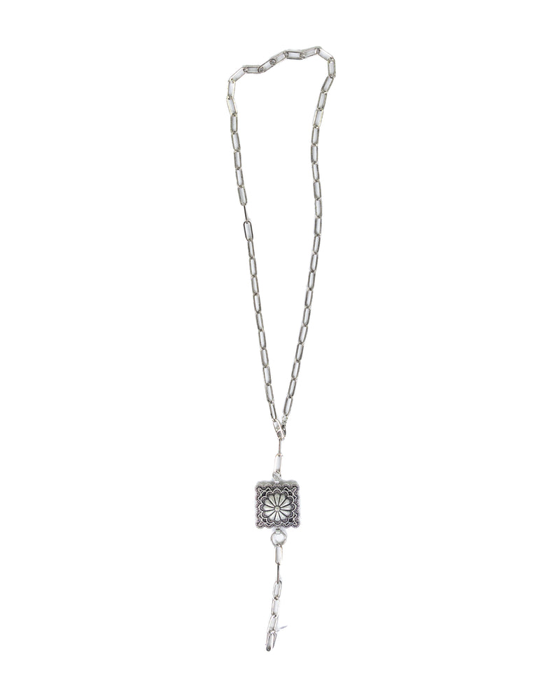 Women's Silver Chain necklace with Concho Pendant 