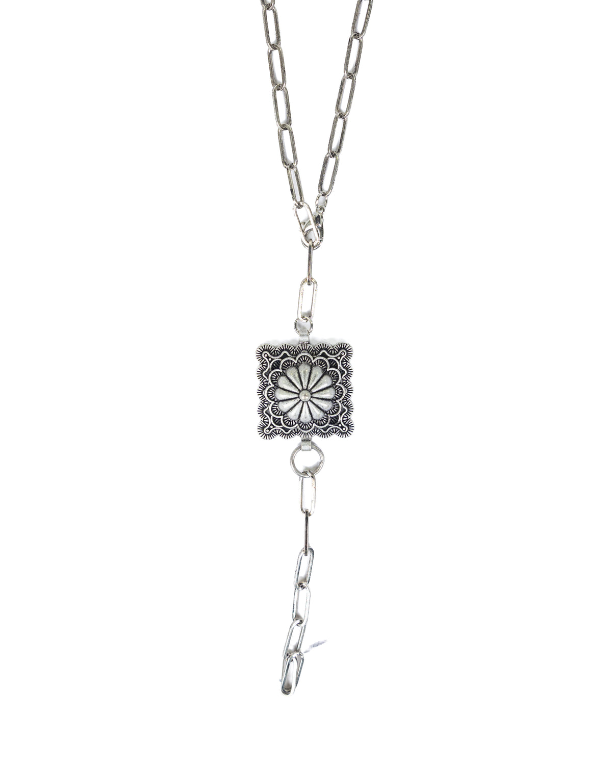 Women's Silver Chain necklace with Concho Pendant 