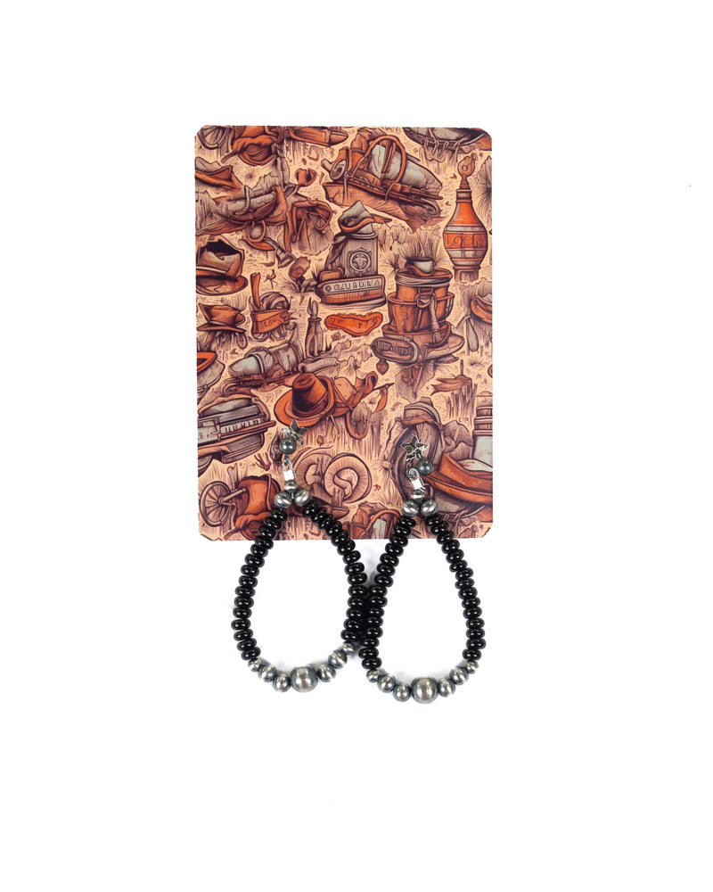 Women's Authentic Pearl Onyx Loop Earrings 
