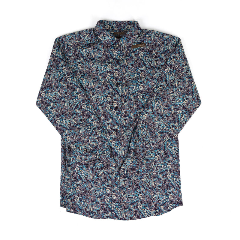 Ariat Men's Blue Long Sleeve Clem FItted Paisley Shirt 10079287