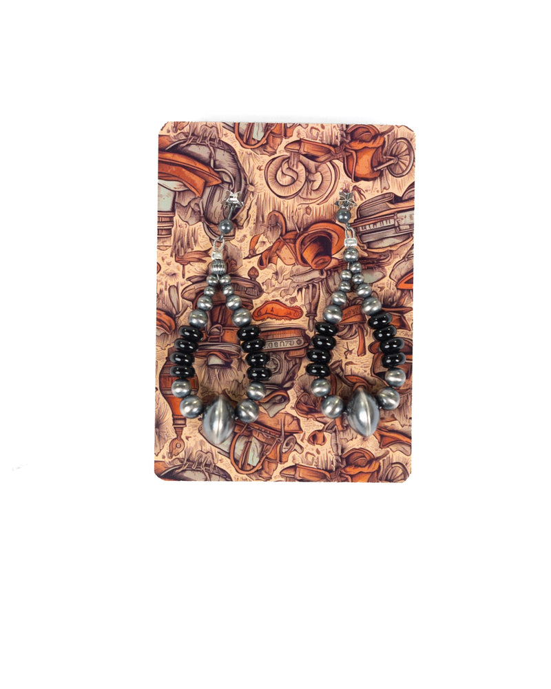 Women's Handmade Silver and Onyx Black Teardrop Earrings 
