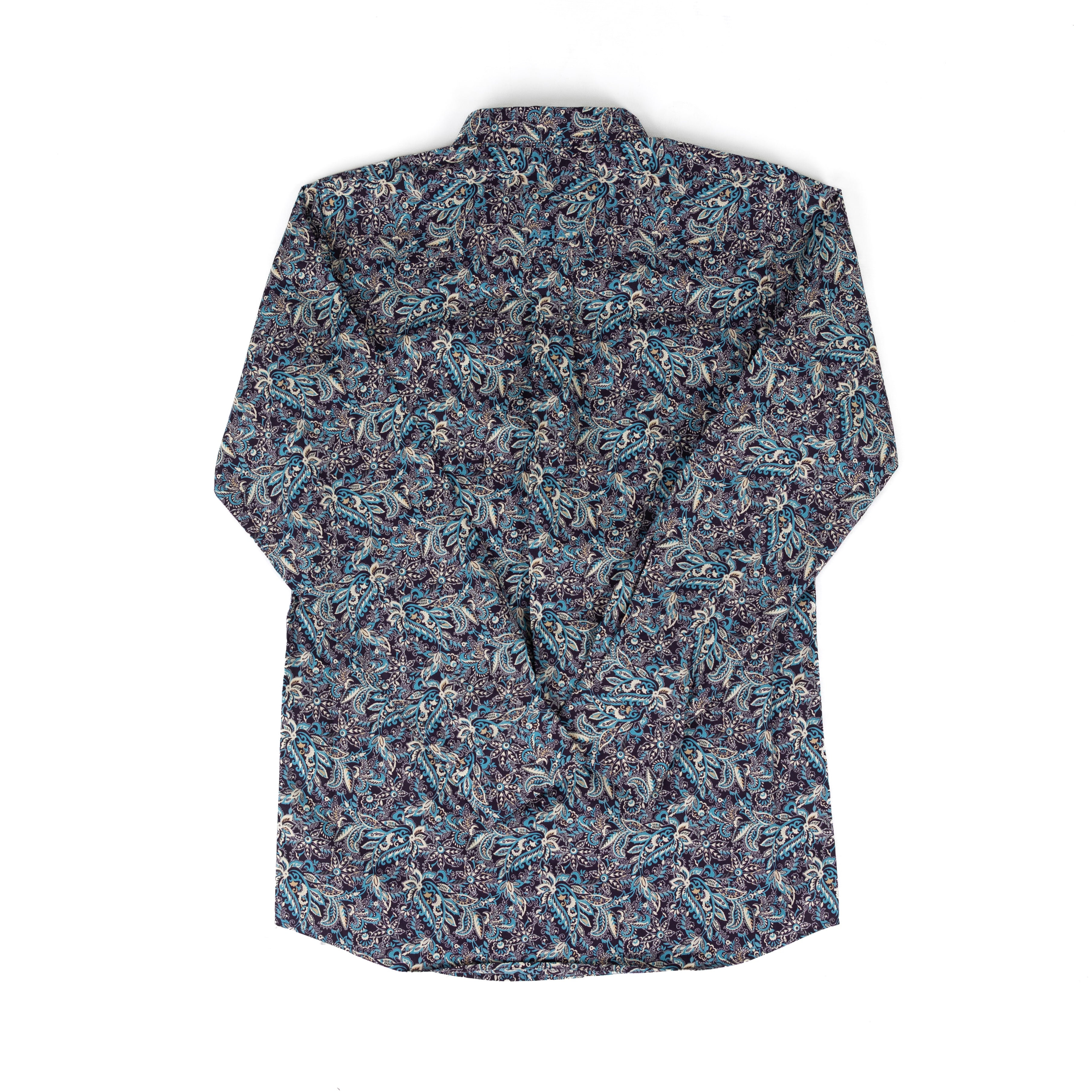 Ariat Men's Blue Long Sleeve Clem FItted Paisley Shirt 10079287