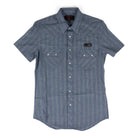 Rock and Roll Men's Dobby Blue Yarn Dye Short Sleeve Snap Shirt BMN3S09434