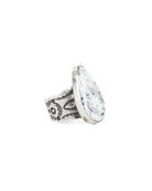 Women's Handmade Large White Teardrop Ring