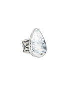 Women's Handmade Large White Teardrop Ring