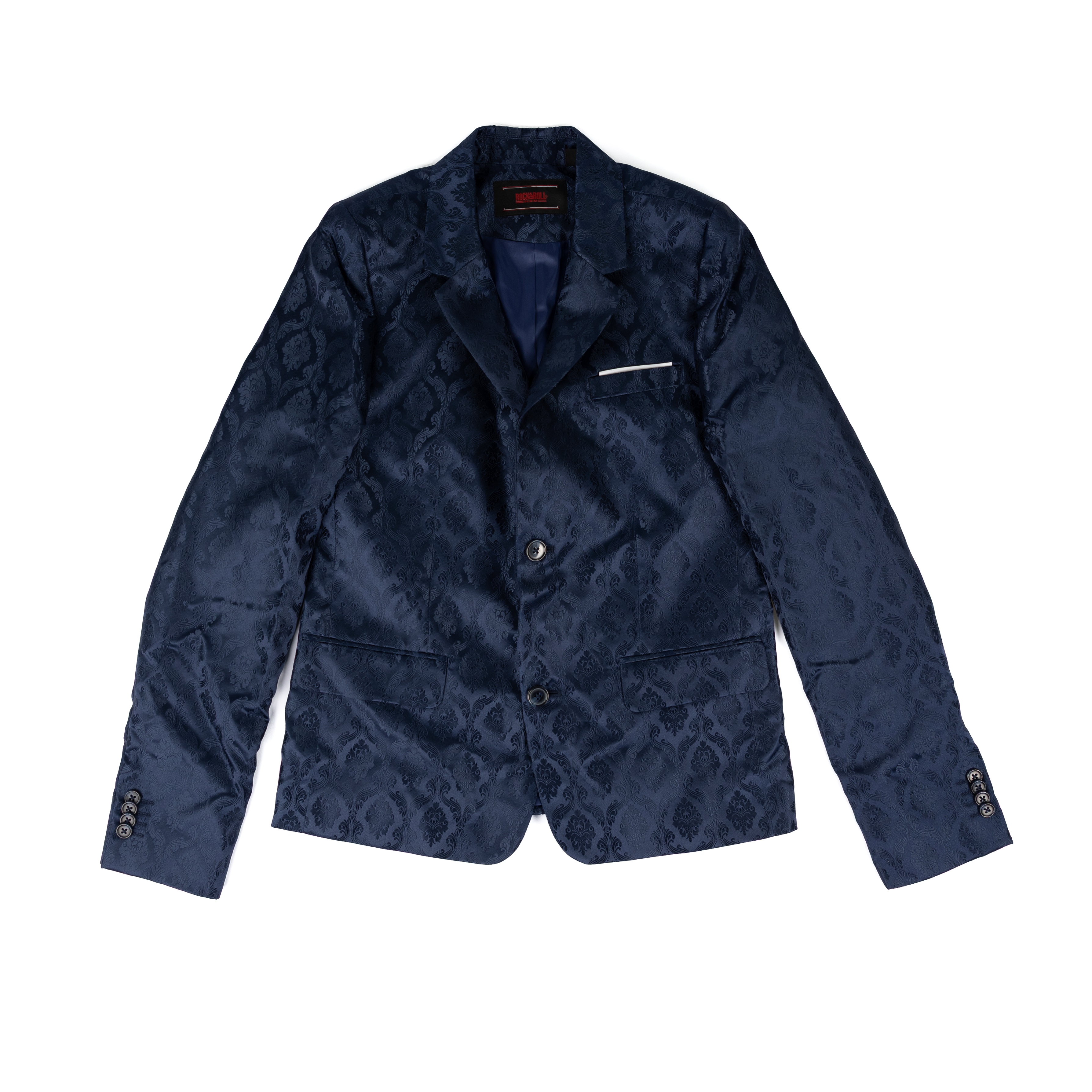 Boy's Rock and Roll Denim Navy Blue Paisley Sports Coat BB96C07479