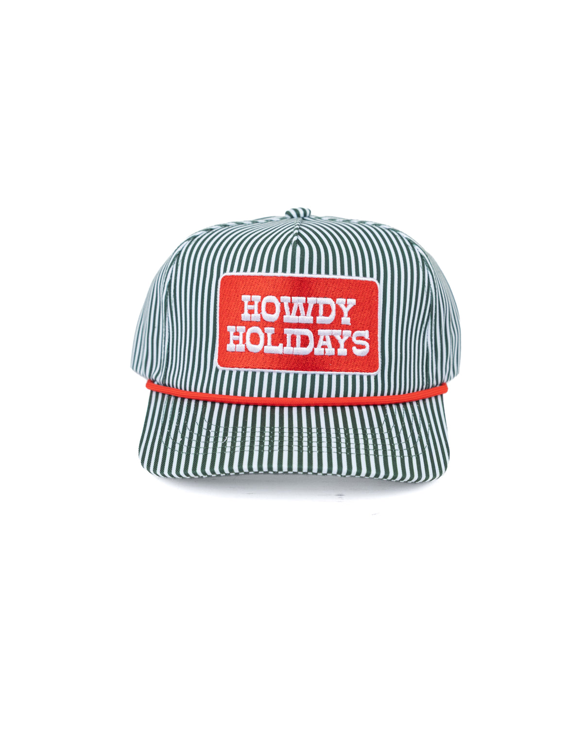 Women's Green and White Stripe "Howdy Holidays" Cap