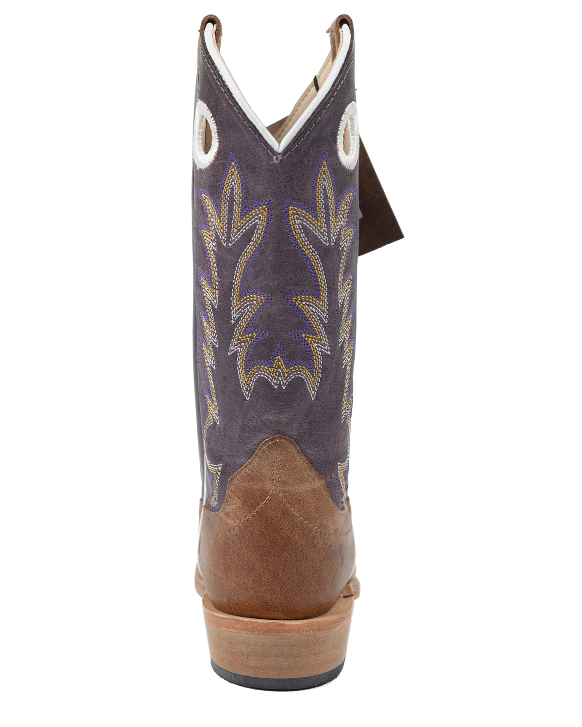 Old West Children's Brown Square Toe Boots with Purple Top 8211