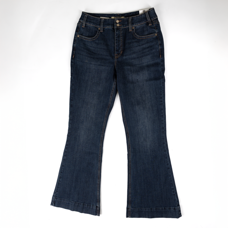 Women's Rock and Roll Denim Dark Wash High Rise Welt Pocket Trouser Jeans BW5HD09092