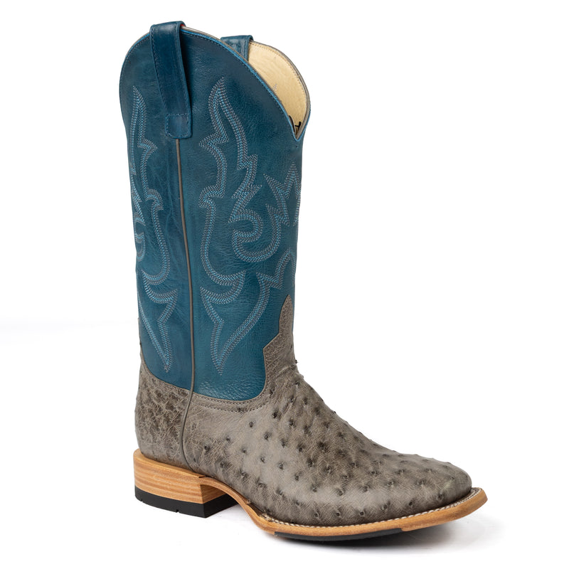 Horse Power Top Hand Men's Serpentine Bruciato Full Quill Ostrich Square Toe Boots HP8089