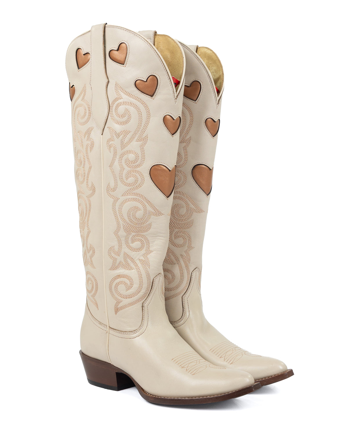 Justin Women's Cream Heart Inlay Snip Toe Boots VN4490L