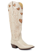 Justin Women's Cream Heart Inlay Snip Toe Boots VN4490L