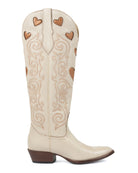 Justin Women's Cream Heart Inlay Snip Toe Boots VN4490L