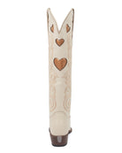 Justin Women's Cream Heart Inlay Snip Toe Boots VN4490L