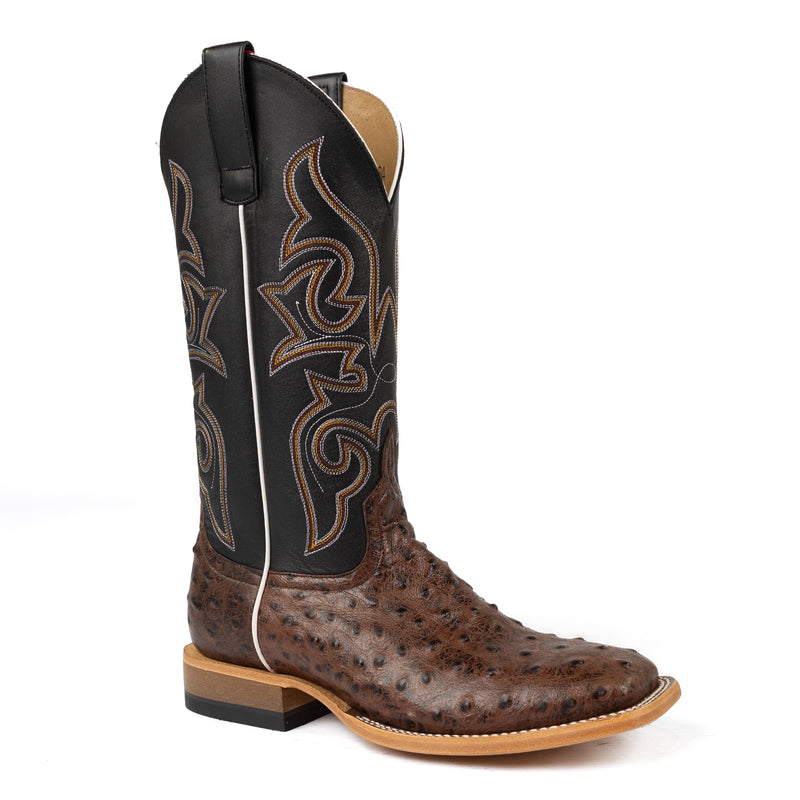 Horse Power Men's Brown Ostrich Print Square Toe Boots HP2504