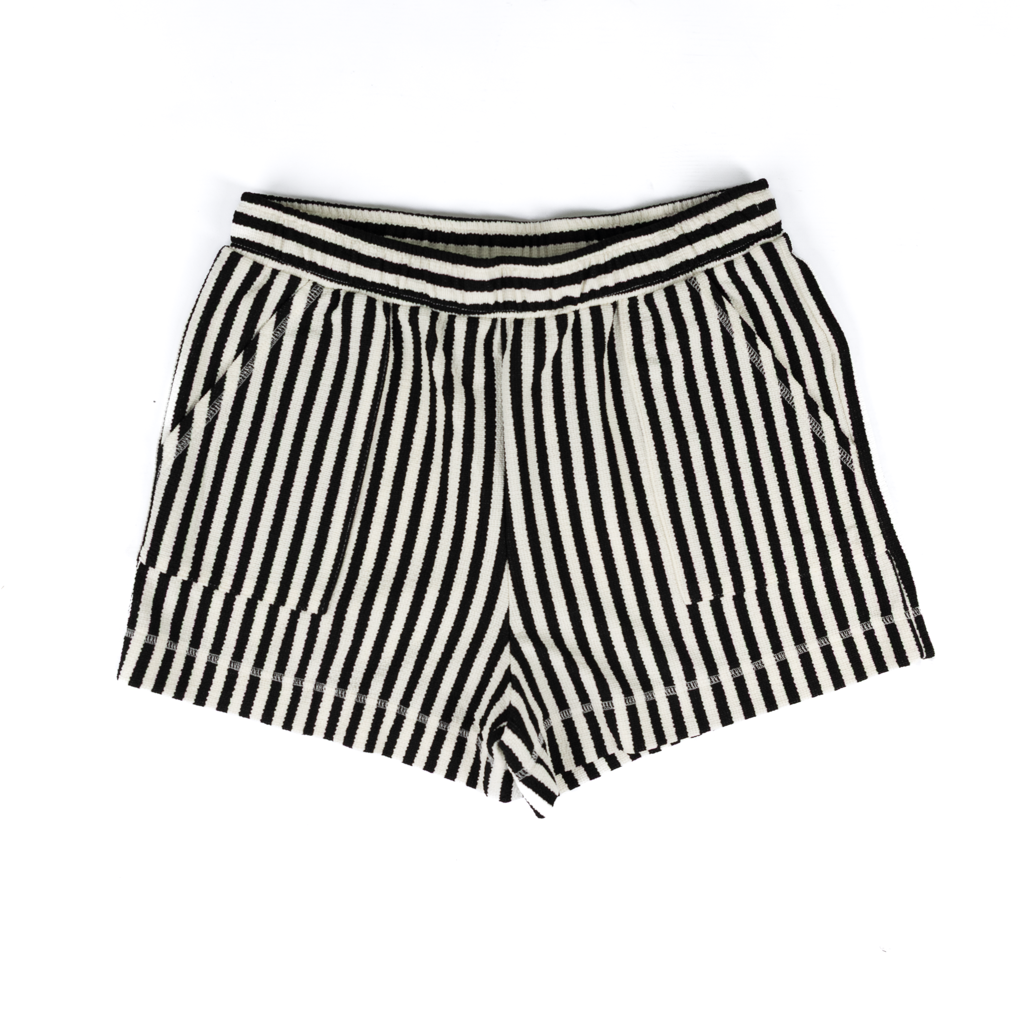 Women's Blu Pepper Black and White Striped Shorts  B6SX1045-B