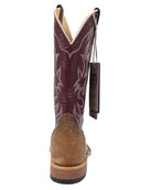 Anderson Bean Men's Distressed American Bison Square Toe Boots - Burgundy Top - Style 363030