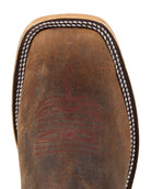 Anderson Bean Men's Distressed American Bison Square Toe Boots - Burgundy Top - Style 363030