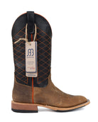 Anderson Bean Men's Distressed American Bison Square Toe Boots - Black Top - Style 363024