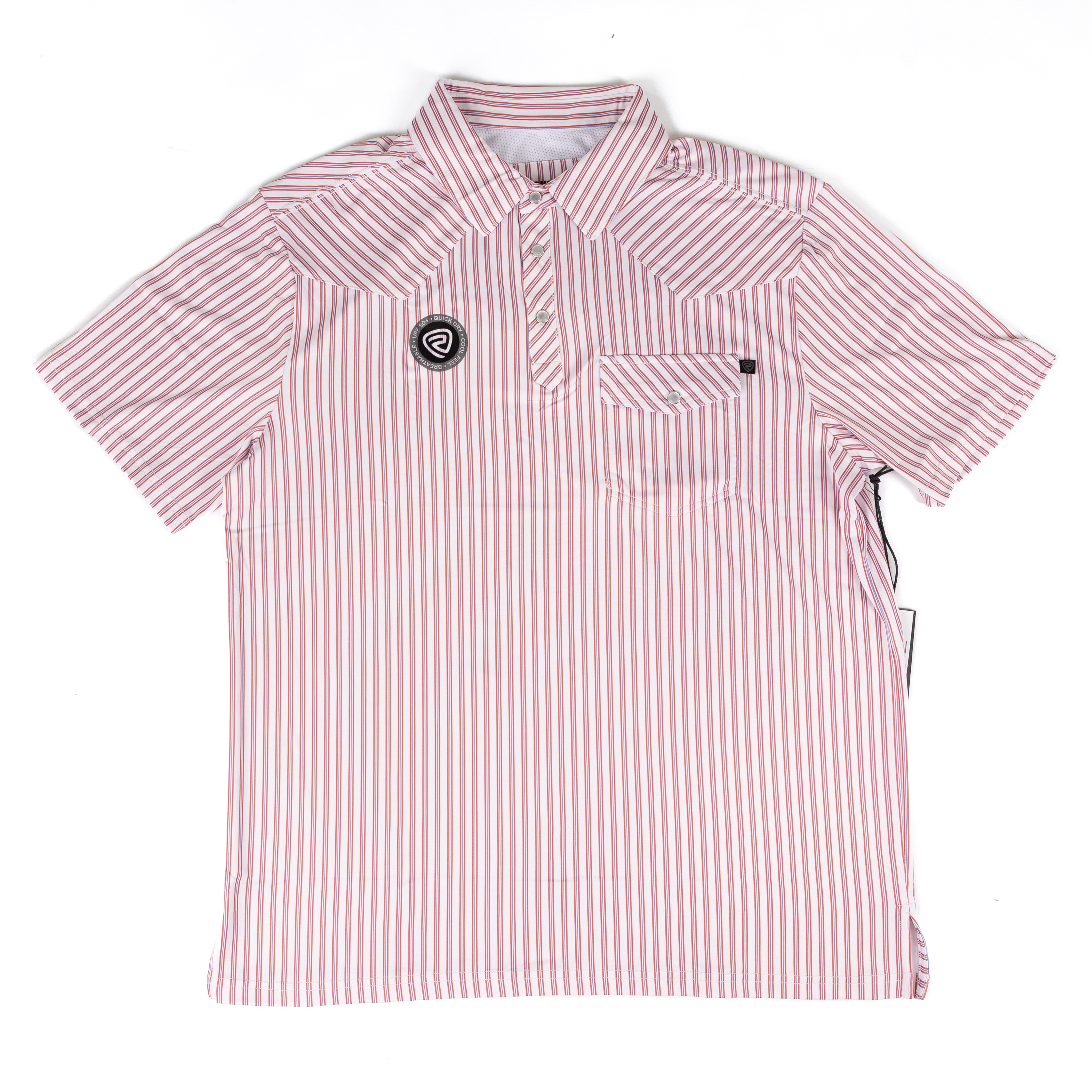 Men's Rock and Roll Western Striped White Polo Shirt BM51T09060