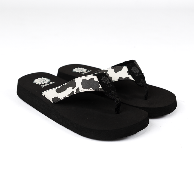 Women's Yellow Box Flexter White and Black Flip Flops 66356-W/B