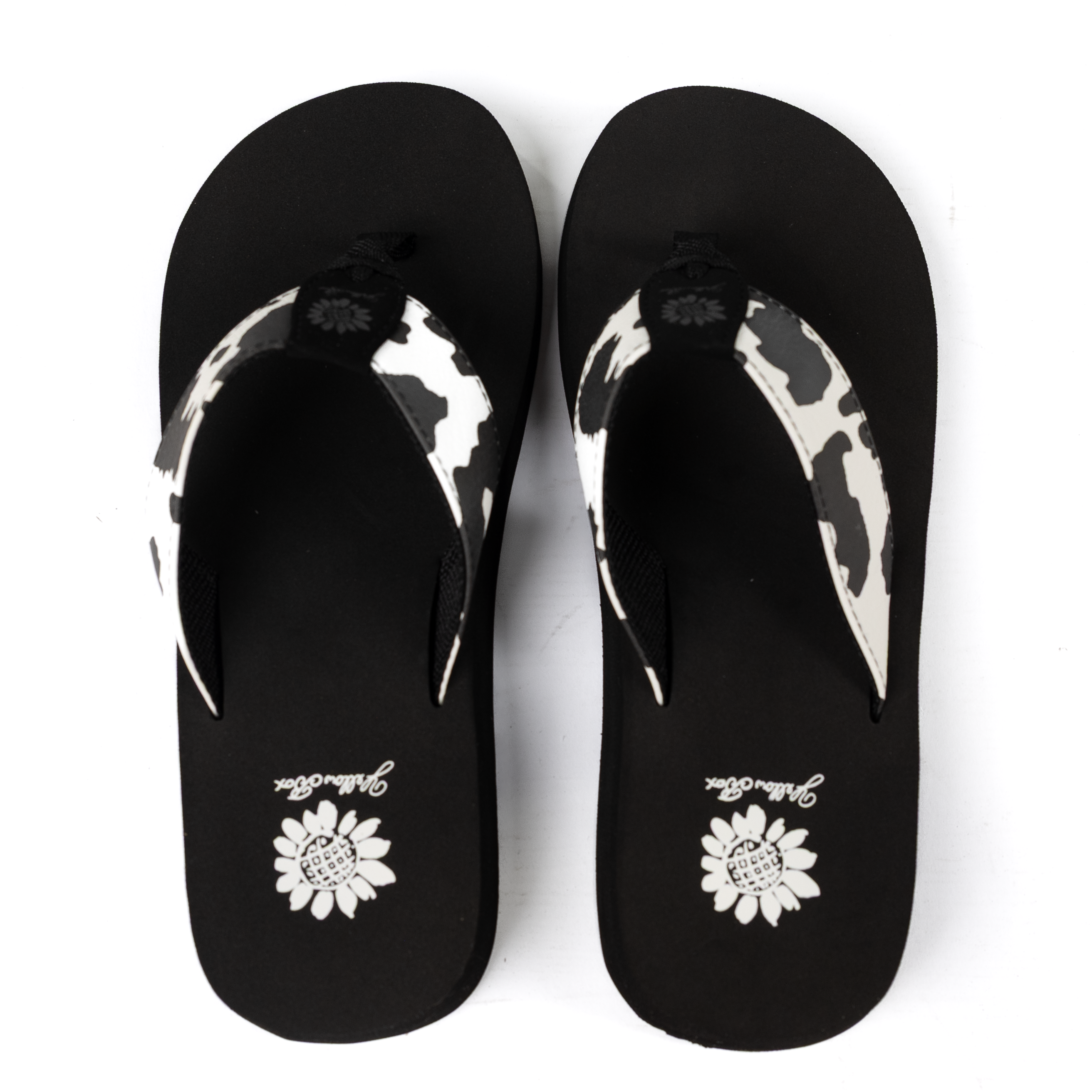 Women's Yellow Box Flexter White and Black Flip Flops 66356-W/B
