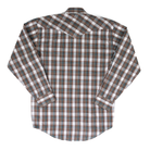 Men's Rock and Roll Denim Brown Plaid Long Sleeve Shirt RMN2S07574