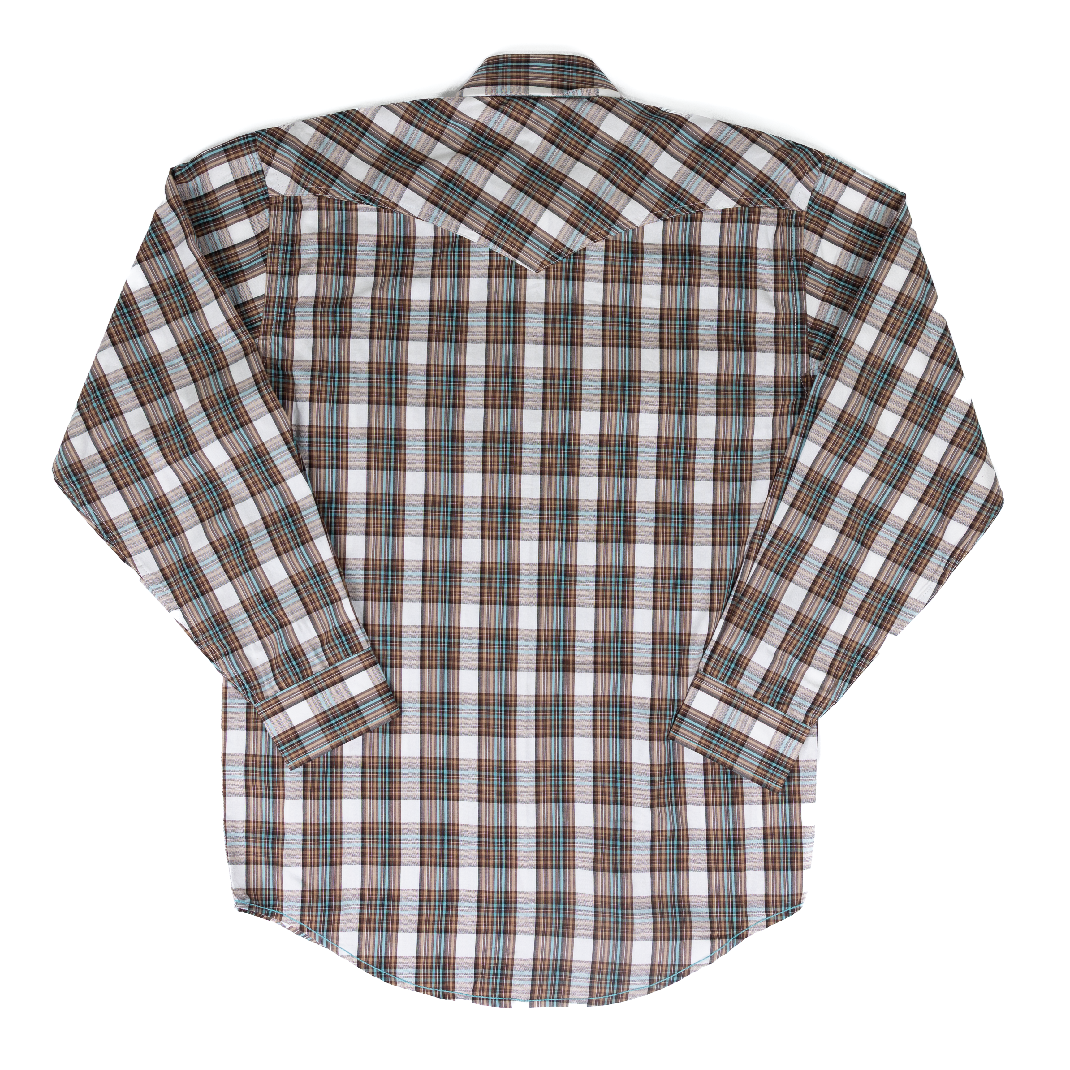 Men's Rock and Roll Denim Brown Plaid Long Sleeve Shirt RMN2S07574
