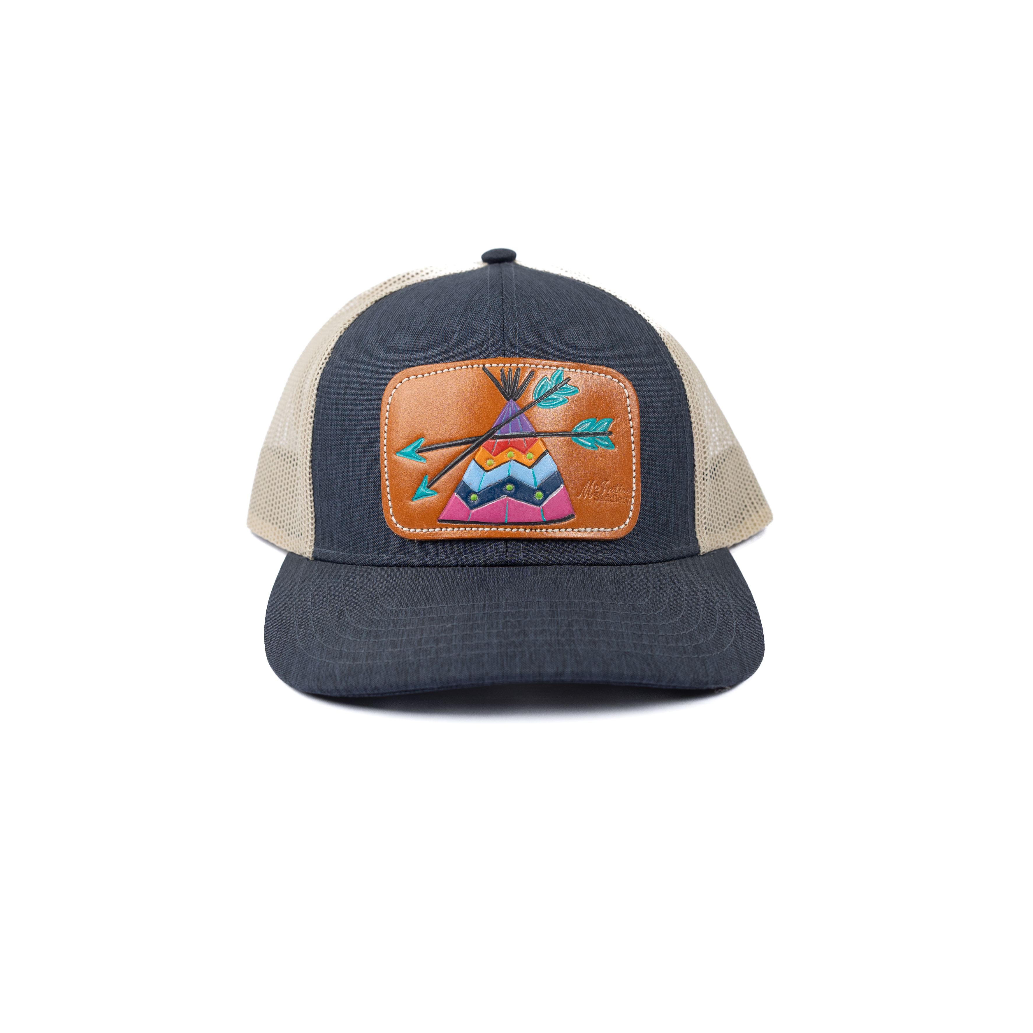 Women's McIntire Saddlery Jean and Tan Mesh Snapback with Leather Patch CAP 01- SRP TP