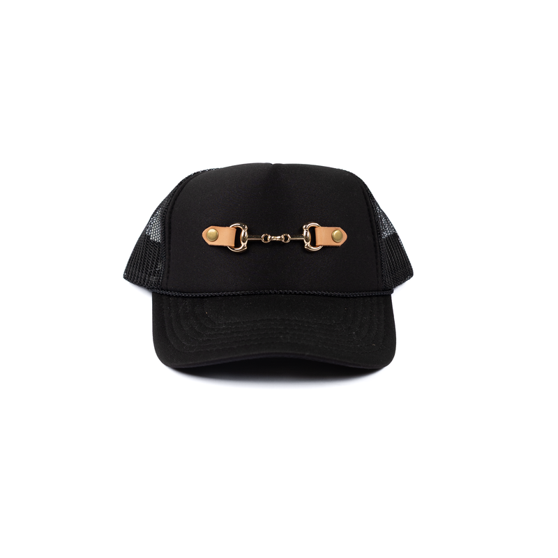Women's McIntire Saddlery Black Trucker Cap with Gold Metal Bit CAP-68
