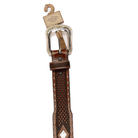 Men's Cowboy Chrome Brown Leather Belt with Silver Diamond Conchos 1615