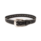 Men's Cowboy Chrome Black Leather Belt with Conchos 1841