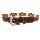 Men's Cowboy Chrome Brown Scalloped Belt with Star Conchos 2715