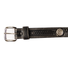 Boys Cowboy Chrome Black Leather Belt with Silver Concho 871
