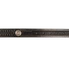 Boys Cowboy Chrome Black Leather Belt with Silver Concho 871