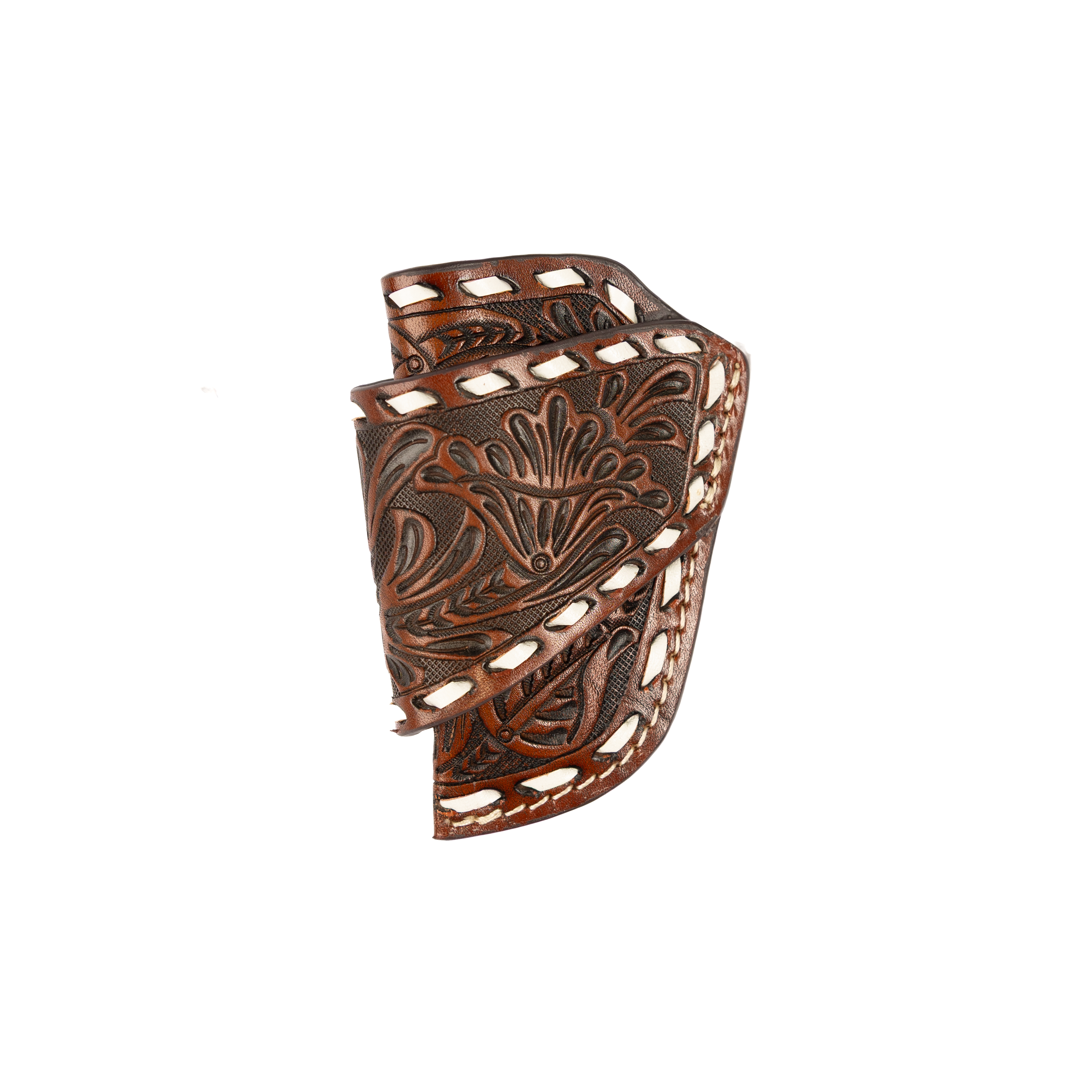 Cowboy Chrome Leather Tooled Knife Sheath K335