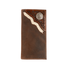 Men's Cowboy Chrome Brown Leather Wallet with Silver Concho W3145