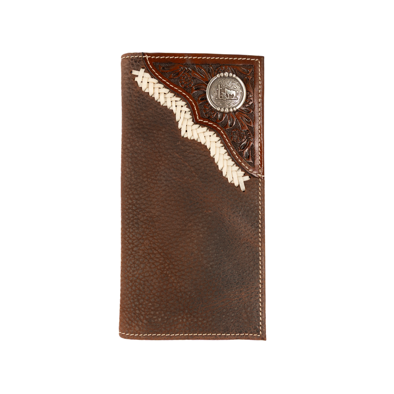 Men's Cowboy Chrome Brown Leather Wallet with Silver Concho W3145