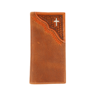 Men's Cowboy Chrome Saddle Tan Rodeo Style Wallet with Cross W3128